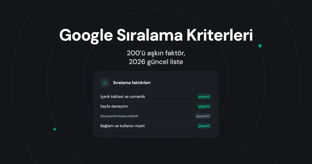 Google Sıralama Kriterleri – 2026 Güncel Liste